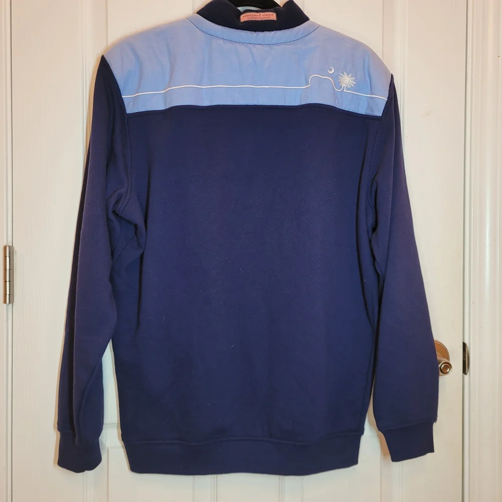 Vineyard Vines Men's 1/4 Zip-Up Sweater in Navy and Light Blue Sz Small - Picture 6 of 14